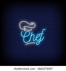 Chef Neon Signs Style Text Vector