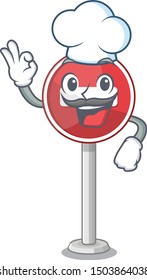 Chef no entry on cartoon side of road