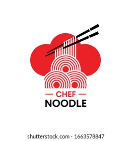 Chef Noodle Logo Design. Ramen Restaurant und Vektorillustration Symbol Vorlage.