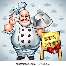 the chef offers a delicious dish