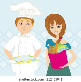 chef offers a dish 