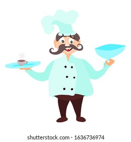 the chef offers to taste aromatic coffee. vector image