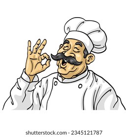 Chef OK Okay Sign Cartoon Character Design Vector Drawing