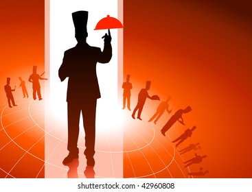 Chef on red background Original Vector Illustration
