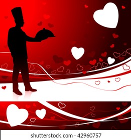 Chef on Valentine's day background Original Vector Illustration
