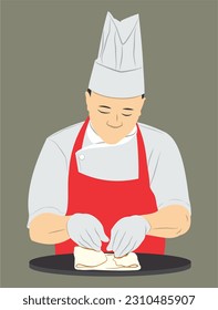chef que abre el arte de la masa