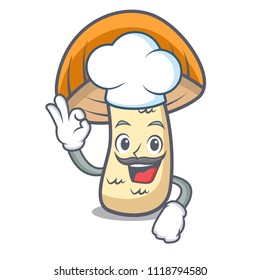 Chef orange cap boletus mushroom character cartoon