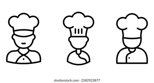 chef outline or line icon design bundle.