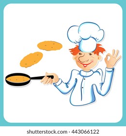 Chef with pancakes