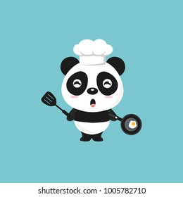 Chef panda bear in cartoon style. 
