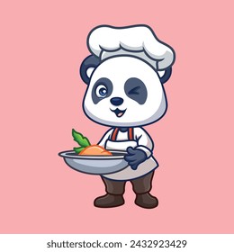 Chef Panda Cute Cartoon Character Illustration