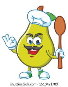 chef pear mascot character vector design