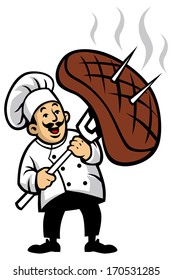chef with a piece of steak