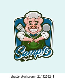 chef pig cute mascot cartoon character