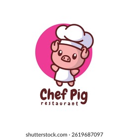 Chef Pig Illustration Mascot Logo Design