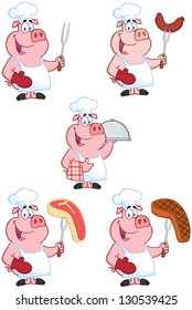 Chef Pigs. Vector Collection