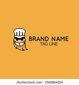 caricatura sonriente del chef y logo sencillo