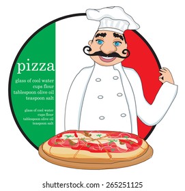 chef with pizza - Abstract card with space for Your text