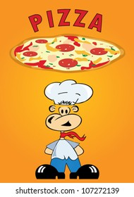 Chef with pizza card