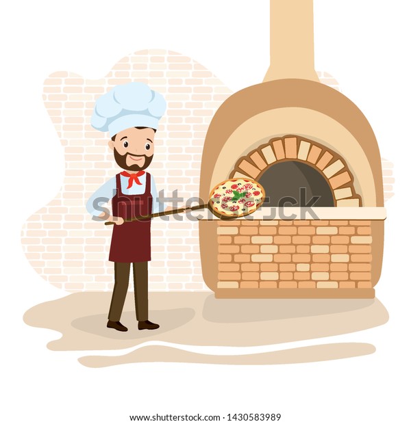 Chef Pizza Cartoon Pizza Maker Near Stock Vector (Royalty Free ...