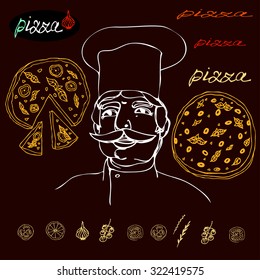 Chef pizza doodle set.