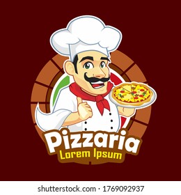 chef pizza mascot cartoon in vector