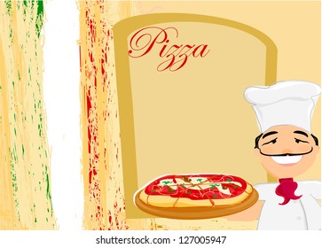 chef with pizza -  Menu Template