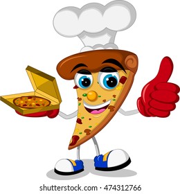 chef Pizza slice cartoon thumb up