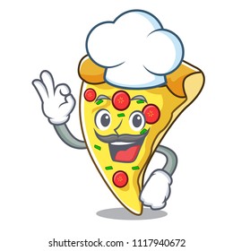 Chef pizza slice character cartoon