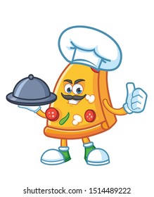 chef pizza slice mascot character vector