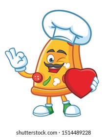 chef pizza slice mascot character vector