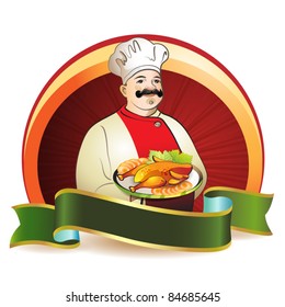 Chef with plate and smoked chicken