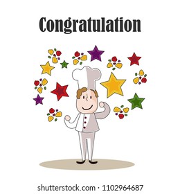Chef with pleasure and congratulation