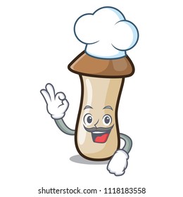 Chef pleurotus erynggi mushroom character cartoon