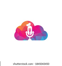 Plantilla de diseño del logotipo del concepto de la nube de forma de podcast del chef. vector de diseño del logotipo de educación del chef