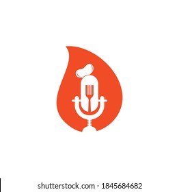 Chef Podcast Tropfen Form Konzept Logo Design Vorlage. Logo-Design des Chefkochs