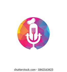 Chef Podcast Logo Design Vorlage. Logo-Design des Chefkochs