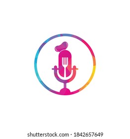 Chef Podcast Logo Design Vorlage. Logo-Design des Chefkochs