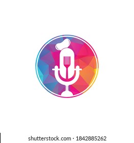 Plantilla de diseño del logotipo del podcast del chef. vector de diseño del logotipo de educación del chef