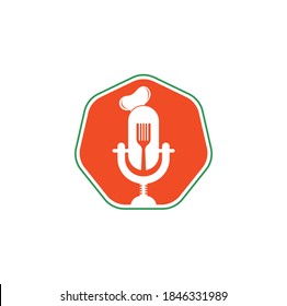 Chef podcast logo design template. chef education logo design vector