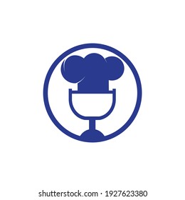 Chef podcast vector logo design template. Singing chef logo concept.