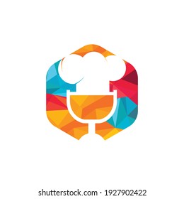 Plantilla de diseño del logotipo del vector del podcast del chef. El concepto del logo del cantante.