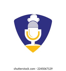 Chef podcast vector logo design template.