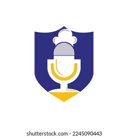 Chef podcast vector logo design template.