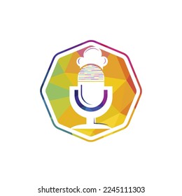 Chef podcast vector logo design template.