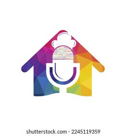 Plantilla de diseño del logotipo del vector del podcast del chef.