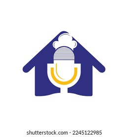 Plantilla de diseño del logotipo del vector del podcast del chef.