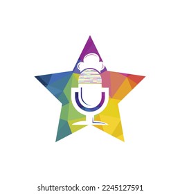 Chef podcast vector logo design template.