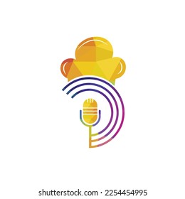 Plantilla de diseño del logotipo del vector del podcast del chef.