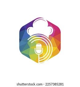 Plantilla de diseño del logotipo del vector del podcast del chef.